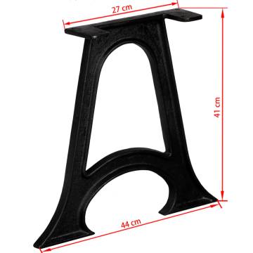 Coffee Table Legs 2 pcs with Arched Base - Cast Iron A-Frame