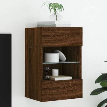 TV Wall Cabinet with LED Lights - Brown Oak | HipoMarket