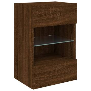 TV Wall Cabinet with LED Lights - Brown Oak | HipoMarket