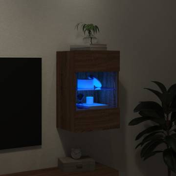 TV Wall Cabinet with LED Lights - Brown Oak | HipoMarket