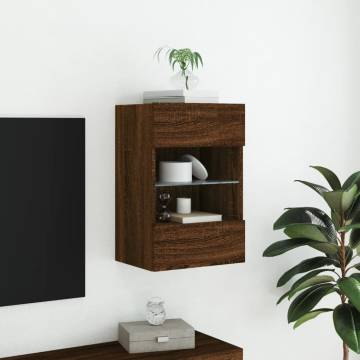 TV Wall Cabinet with LED Lights - Brown Oak | HipoMarket