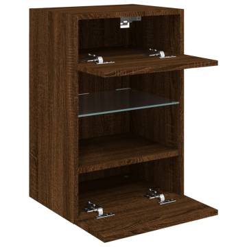 TV Wall Cabinet with LED Lights - Brown Oak | HipoMarket