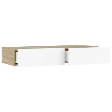 Stylish TV Cabinet with LED Lights - White & Sonoma Oak