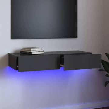 Stylish TV Cabinet with LED Lights - High Gloss Grey 90x35x15.5 cm