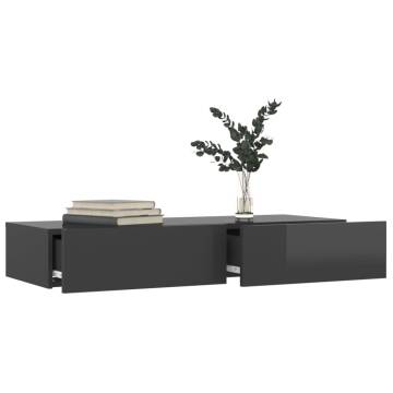 Stylish TV Cabinet with LED Lights - High Gloss Grey 90x35x15.5 cm