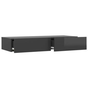 Stylish TV Cabinet with LED Lights - High Gloss Grey 90x35x15.5 cm