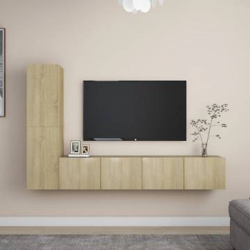 4 Piece TV Cabinet Set - Sonoma Oak Engineered Wood | HipoMarket