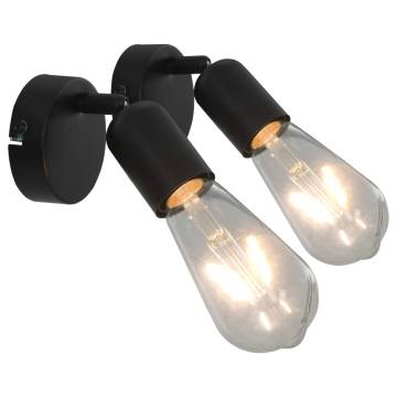 Modern Black E27 Spot Lights - 2 pcs | Hipomarket