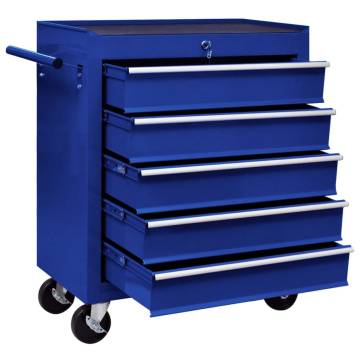 Blue Workshop Tool Trolley with 5 Drawers - Organize Your Tools