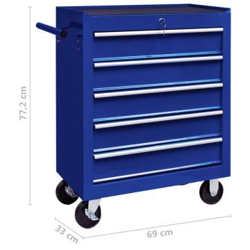 Blue Workshop Tool Trolley with 5 Drawers - Organize Your Tools