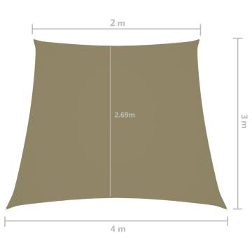 Sunshade Sail Oxford Fabric Trapezium 2/4x3m - Beige | HipoMarket