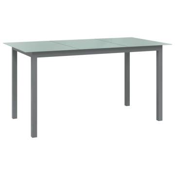 Stylish Light Grey Garden Table - 150x90 cm Aluminium & Glass