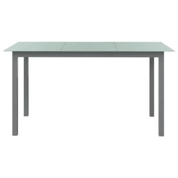 Stylish Light Grey Garden Table - 150x90 cm Aluminium & Glass