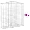 Arched Gabion Baskets 5 pcs - Durable Galvanised Iron | HipoMarket