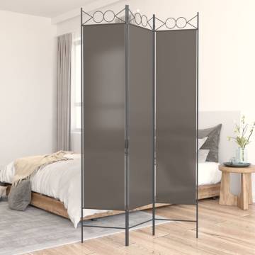 3-Panel Anthracite Room Divider - 120x220 cm Fabric