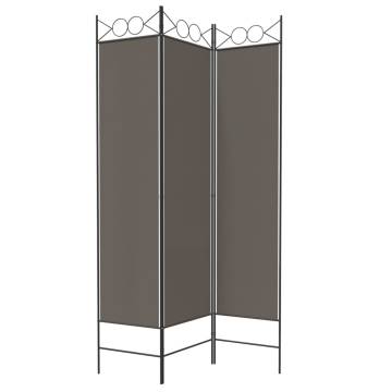 3-Panel Anthracite Room Divider - 120x220 cm Fabric