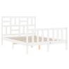 White Double Bed Frame with Headboard - Solid Wood Design