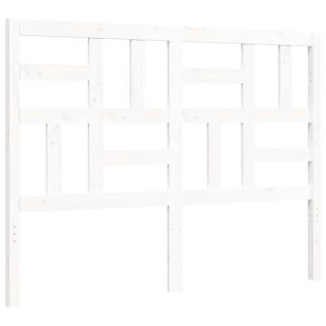 White Double Bed Frame with Headboard - Solid Wood Design