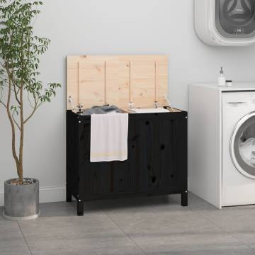 Laundry Box Black - Solid Pine Wood Storage | Hipo Market