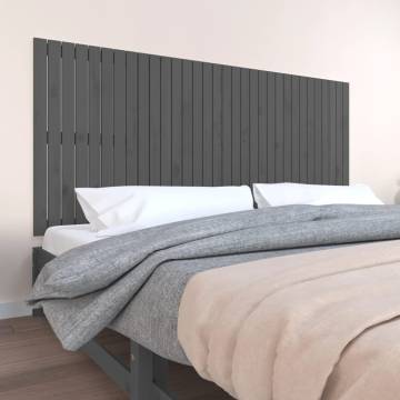 Elegant Grey Wall Headboard - Solid Pine Wood 204x3x90 cm