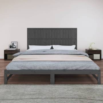 Elegant Grey Wall Headboard - Solid Pine Wood 204x3x90 cm