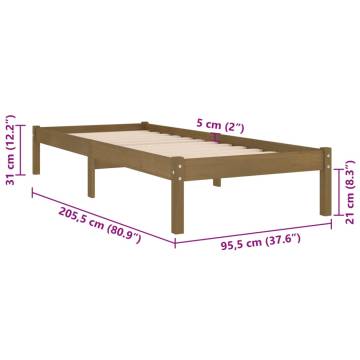 Honey Brown Solid Wood Pine Bed Frame 90x200 cm | HipoMarket