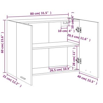 Hanging Cabinet Smoked Oak - 80x31x60 cm Engineered Wood