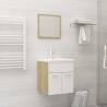 2 Piece Bathroom Furniture Set White and Sonoma Oak Engineered Wood Colour white and sonoma oak Number of 1 Number of Pieces 