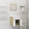 Stylish 2 Piece Bathroom Furniture Set in White and Sonoma Oak