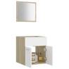 Stylish 2 Piece Bathroom Furniture Set in White and Sonoma Oak