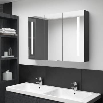 LED Bathroom Mirror Cabinet | Shining Black | 89x14x62 cm