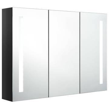 LED Bathroom Mirror Cabinet | Shining Black | 89x14x62 cm