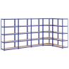 5-Layer Blue Steel & Engineered Wood Shelves - 5 pcs