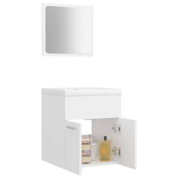 Stylish Bathroom Furniture Set - White Engineered Wood