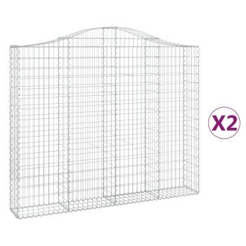 Arched Gabion Baskets - 2 pcs Galvanised Iron - Durable Garden Barrier