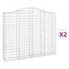 Arched Gabion Baskets - 2 pcs Galvanised Iron - Durable Garden Barrier