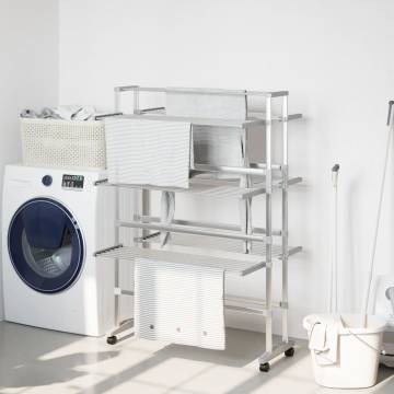 Aluminium Laundry Drying Rack with Wheels - 89x64x129 cm