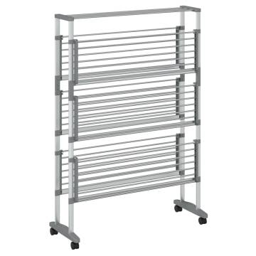 Aluminium Laundry Drying Rack with Wheels - 89x64x129 cm