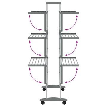 Aluminium Laundry Drying Rack with Wheels - 89x64x129 cm