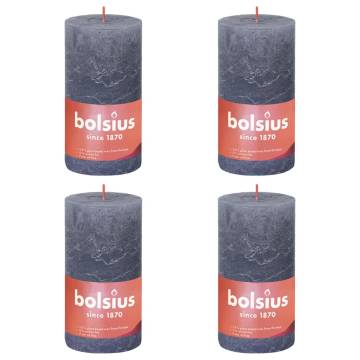 Bolsius Rustic Pillar Candles Shine - Twilight Blue, 4 pcs