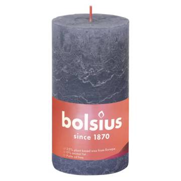 Bolsius Rustic Pillar Candles Shine - Twilight Blue, 4 pcs