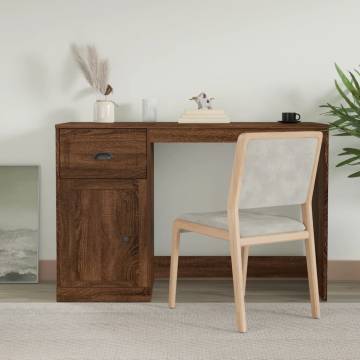 Stylish Brown Oak Desk with Drawer | 115x50x75 cm