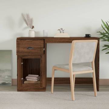 Stylish Brown Oak Desk with Drawer | 115x50x75 cm