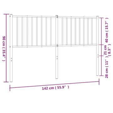 Stylish Black Metal Headboard 135 cm - Robust & Elegant Design