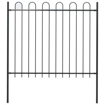 Garden Fence with Hoop Top Steel 1.7 m Black | HipoMarket