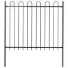 Garden Fence with Hoop Top Steel 1.7 m Black | HipoMarket