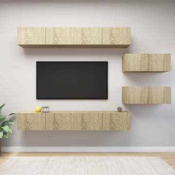 6 Piece TV Cabinet Set in Sonoma Oak - Modern & Spacious