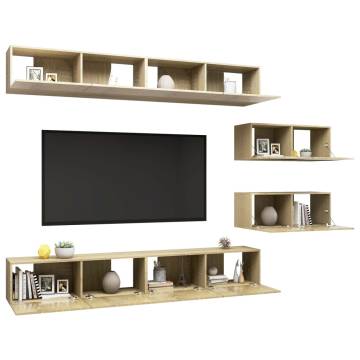 6 Piece TV Cabinet Set in Sonoma Oak - Modern & Spacious