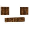 6 Piece Smoked Oak TV Cabinet Set - Stylish & Practical Storage