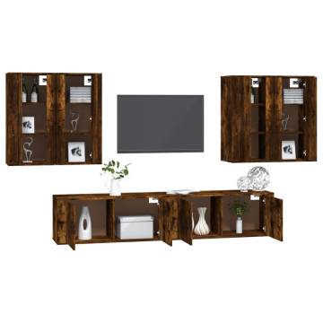 6 Piece Smoked Oak TV Cabinet Set - Stylish & Practical Storage